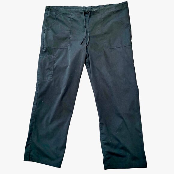 Scrub Star Scrub Pants Black Womens Medium Drawstring Cargo - Picture 2 of 9